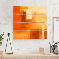 Holzbild Plankenoptik Komposition in Orange und Braun 02