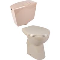 calmwaters Elements Wellness - Erhöhtes Stand-WC ohne Spülrand im Set mit Spülkasten und WC-Sitz in Beige-Bahamabeige - 99000188