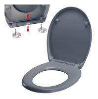 spirella WC Sitz Toilettendeckel Duroplast mit Absenkautomatik und auf Knopfdruck abnehmbar zur Reinigung in Grau – Easy Fix Clip System