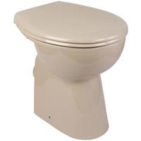 calmwaters Elements Wellness - Erhöhtes Stand-WC mit Erhöhung von 7 cm ohne Spülrand in Beige im Set mit Toilettendeckel - 07AB5426