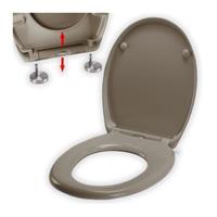 spirella WC Sitz Toilettendeckel Duroplast mit Absenkautomatik und auf Knopfdruck abnehmbar zur Reinigung in Taupe – Easy Fix Clip System