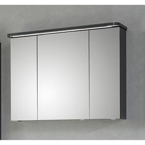 lomadox Bad Spiegel-Schrank mit Korpus in Steingrau lackiert FES-4005-66 inkl. Steckdose, LED & Soft-Close - B/H/T: 90/72,2/17cm