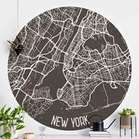Runde Tapete selbstklebend Stadtplan New York- Retro
