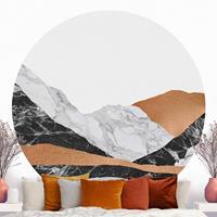 Klebefieber Runde Tapete selbstklebend Landschaft in Marmor und Kupfer