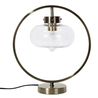 Beliani - Tischlampe Gold und Schwarz Metall 40 cm Lampenschirm Glas Kreisform Kabel mit Schalter Modernes Minimalistisches Design - Schwarz