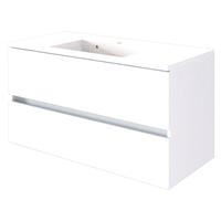 Badezimmer Waschtischunterschrank inkl. Waschbecken 100 cm ARLON-03 matt weiß BxHxT 100x56x47 cm