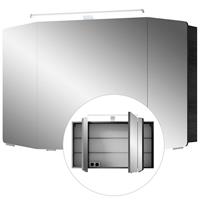 Badezimmer Spiegelschrank 100cm CERVIA-66 graphit Struktur, LED-Beleuchtung, B/H/T: 100/67/17 cm