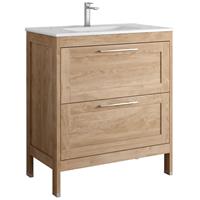 Waschtisch-Unterschrank mit Keramik-Waschbecken TARIFA-110 Eiche Nb. Landhaus BxHxT ca. 81x89x45cm