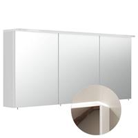 Badezimmer Spiegelschrank 140cm NEWLAND-02 inkl. LED-Acryllampe (Leuchtboden), Hochglanz weiß, B/H/T: 140/63,5/17-22 cm