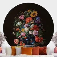 Klebefieber Runde Tapete selbstklebend Jan Davidsz de Heem - Glasvase mit Blumen
