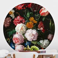 Klebefieber Runde Tapete selbstklebend Jan Davidsz de Heem - Stillleben mit Blumen in einer Glasvase