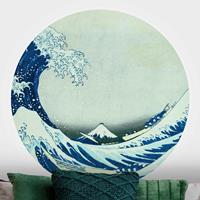Klebefieber Runde Tapete selbstklebend Strand Katsushika Hokusai - Die grosse Welle von Kanagawa