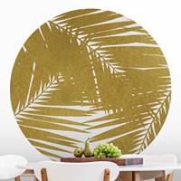 Klebefieber Runde Tapete selbstklebend Blick durch goldene Palmenblätter