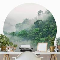 Klebefieber Runde Tapete selbstklebend Wald Dschungel im Nebel