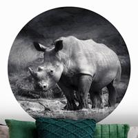 Klebefieber Runde Tapete selbstklebend Lonesome Rhinoceros