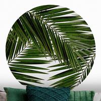 Klebefieber Runde Tapete selbstklebend Blick durch grüne Palmenblätter