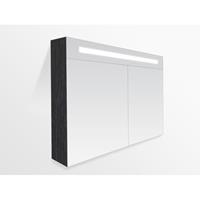Saniclass 2.0 spiegelkast 80x70x15cm 2 deuren met LED verlichting Black wood 7208