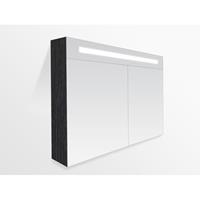 Saniclass 2.0 spiegelkast 120x70x15cm 2 deuren met LED verlichting black wood 7214