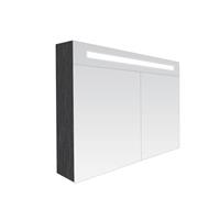 Saniclass Double Face spiegelkast 80x70x15cm 2 deuren met LED verlichting Black Wood 7064