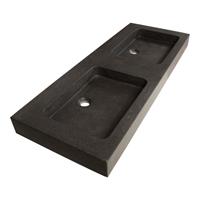 Saniclass Black Spirit meubelwastafel 120cm 2 wasbakken 0 kraangaten natuursteen zwart 2387