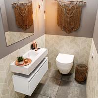 mondiaz Andor toiletmeubel 80cm mat wit met witte wastafel midden met kraangat