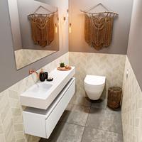 mondiaz Andor toiletmeubel 120cm mat wit met witte wastafel links zonder kraangat