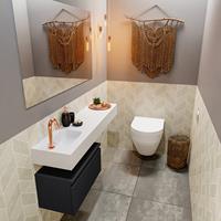 mondiaz Andor toiletmeubel 60cm mat zwart met witte wastafel 120cm links met kraangat