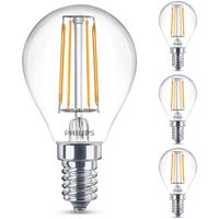philips LED Lampe ersetzt 40W, E14 Tropfen P45, klar, warmweiß, 470 Lumen, nicht dimmbar, 4er Pack [Energieklasse A++] - 