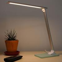 Unilux LED tafellamp Popy, 5 W, 500 lm, 3000-6000 K, 3 lichtsterktes, dimbaar, inklapbaar, zilver-wit