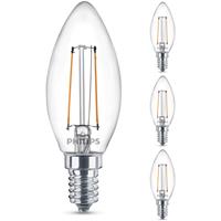 philips LED Lampe ersetzt 25W, E14 Birne B35, klar, warmweiß, 250 Lumen, nicht dimmbar, 4er Pack [Energieklasse A++]