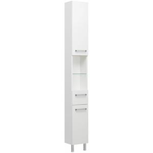 lomadox Badezimmer Hochschrank WARSCHAU-66 in weiß glänzend - B/H/T: 25/195,5/20cm - 