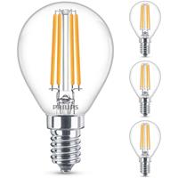 philips LED Lampe ersetzt 60W, E14 Tropfenform P45, klar, warmweiß, 806 Lumen, nicht dimmbar, 4er Pack [Energieklasse A++] - 