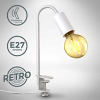 b.k.licht LED Klemmleuchte Vintage Leselampe flexibel Tischlampe Retro Bettlicht weiß E27 - 