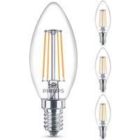 philips LED Lampe ersetzt 40W, E14 Kerze B35, klar, warmweiß, 470 Lumen, nicht dimmbar, 4er Pack [Energieklasse A++] - 