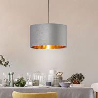FISCHER & HONSEL Hanglamp Aura met fluwelen kap, Ø 40 cm, grijs
