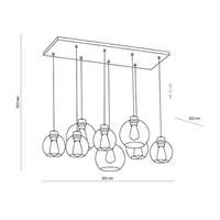 TK LIGHTING Hanglamp Cubus, 8-lamps, helder/honig/bruin