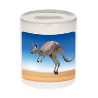 Bellatio Dieren foto spaarpot kangoeroe 9 cm - kangoeroes spaarpotten jongens en meisjes -