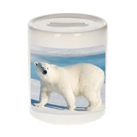 Bellatio Dieren foto spaarpot witte ijsbeer 9 cm - ijsberen spaarpotten jongens en meisjes -
