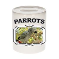 Bellatio Dieren grijze roodstaart papegaai spaarpot - parrots/ papegaaien spaarpotten kinderen 9 cm -