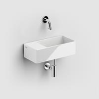 Clou New Flush 3 fontein 35x18cm inclusief afvoerset met voorbewerking voor kraangat links keramiek wit CL/03.03432