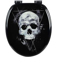 woltu Toilettensitz MDF mit Absenkautomatik Skull Black - 