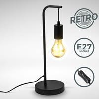 b.k.licht LED Tischleuchte Vintage Dekolampe Tischlampe Retro Bett Wohnzimmer schwarz E27 - 