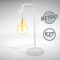 b.k.licht Tischlampe Vintage Tischleuchte Retro Leselampe Wohnraum Flur Edison E27 weiß - 