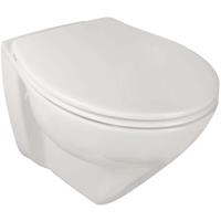 calmwaters Spülrandloses, erhöhtes Wand-WC Modern Plus mit Toilettendeckel, + 6 cm Erhöhung, inklusive abnehmbarem WC-Sitz mit Absenkautomatik und