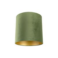 qazqa Velour-Lampenschirm grün 40/40/40 mit goldener Innenseite - Grün