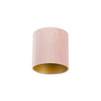 Qazqa - Velour Lampenschirm pink 20/20/20 mit goldener Innenseite - Rosa