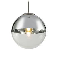 Globo Lighting Hanglamp glazen bol 'Varus' nikkel mat glas transparant 250mm