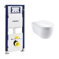 geberit UP320 toiletset met Lambini Sub Compact randloos toilet en softclose zitting