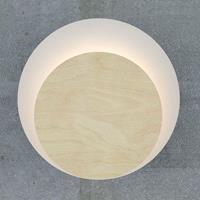 Euluna Wandlamp Circle in wit, decorplaat hout licht