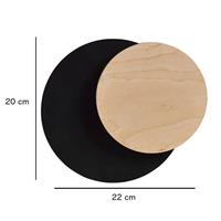 Euluna Wandlamp Circle in zwart met hout-decorplaat